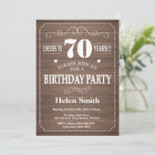 Rustic 70th Birthday Invitation Kaart (Staand voorkant)