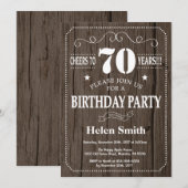 Rustic 70th Birthday Invitation Kaart (Voorkant / Achterkant)