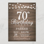 Rustic 70th Birthday Invitation String Lights Wood Kaart<br><div class="desc">Rustic 70th Birthday Uitnodiging met de Achtergrond van het Hout van de Lichten van het Koord. 16e 18e 21e 30e 40e 50e 60e 70e 90e 100e,  elke leeftijd. Voor verdere aanpassing,  te klikken gelieve de knoop "van de Aanpassing het"en ons ontwerphulpmiddel te gebruiken om deze sjabloon te wijzigen.</div>