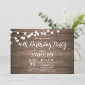 Rustic 70th Birthday Invitation Wood Kaart (Staand voorkant)