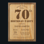 Rustic 70th Birthday Invitation  Wood Kaart<br><div class="desc">Rustic 70th Birthday Invitation with Rustic Wood Background. Retroland. Volwassen verjaardag. Mannelijke Mannen of vrouwen: Birthday. Kinder jongen of meisje Lady Teen Teenage Bday Invite. 13e 15e 16e 18e 21e 30e 40e 50e 60e 70e 80e 90e 100e. Elke leeftijd. Voor verdere aanpassing, te klikken gelieve de knoop "van de Aanpassing...</div>