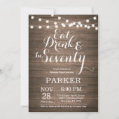 Rustic 70th Birthday Invitation Wood Kaart (Voorkant)