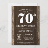 Rustic 70th Birthday Invitation  Wood Kaart (Voorkant)