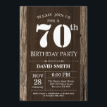 Rustic 70th Birthday Invitation  Wood Kaart<br><div class="desc">Rustic 70th Birthday Invitation with Rustic Wood Background. Retroland. Volwassen verjaardag. Mannelijke Mannen of vrouwen: Birthday. Kinder jongen of meisje Lady Teen Teenage Bday Invite. 13e 15e 16e 18e 21e 30e 40e 50e 60e 70e 80e 90e 100e. Elke leeftijd. Voor verdere aanpassing, te klikken gelieve de knoop "van de Aanpassing...</div>