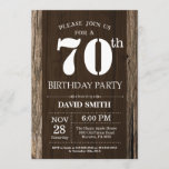 Rustic 70th Birthday Invitation  Wood Kaart<br><div class="desc">Rustic 70th Birthday Invitation with Rustic Wood Background. Retroland. Volwassen verjaardag. Mannelijke Mannen of vrouwen: Birthday. Kinder jongen of meisje Lady Teen Teenage Bday Invite. 13e 15e 16e 18e 21e 30e 40e 50e 60e 70e 80e 90e 100e. Elke leeftijd. Voor verdere aanpassing, te klikken gelieve de knoop "van de Aanpassing...</div>