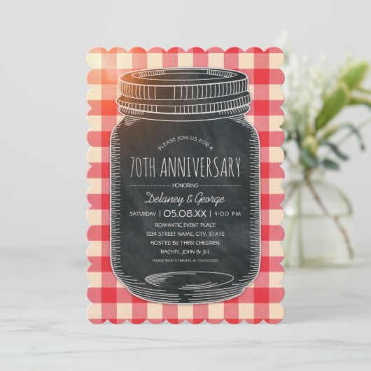  Rustic 70th Wedding Jubileum Picnic Kaart (Staand voorkant)