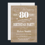 Rustic 80th Birthday Invitation Kaart<br><div class="desc">Rustic 80th Birthday Invitation. Witte Typografie. Rustic Wood Achtergrond. Volwassen verjaardag. Mannelijke Mannen of vrouwen: Birthday. Kinder jongen of meisje Lady Teenage Bday Invite. 13e 15e 16e 18e 21e 30e 40e 50e 60e 70e 90e 100e. Elke leeftijd. Voor verdere aanpassing, te klikken gelieve de knoop "van de Aanpassing het"en ons...</div>
