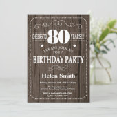 Rustic 80th Birthday Invitation Kaart (Staand voorkant)