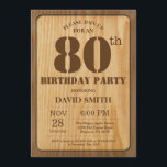 Rustic 80th Birthday Invitation  Wood Kaart<br><div class="desc">Rustic 80th Birthday Invitation with Rustic Wood Background. Retroland. Volwassen verjaardag. Mannelijke Mannen of vrouwen: Birthday. Kinder jongen of meisje Lady Teen Teenage Bday Invite. 13e 15e 16e 18e 21e 30e 40e 50e 60e 70e 80e 90e 100e. Elke leeftijd. Voor verdere aanpassing, te klikken gelieve de knoop "van de Aanpassing...</div>