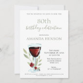 Rustic 80th Birthday Red Wine Surprise Party Kaart (Voorkant)