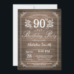 Rustic 90th Birthday Invitation Floral Kaart<br><div class="desc">Rustic 90th Birthday Invitation with Rustic Wood Background and Floral Flower Pattern. Volwassen verjaardag. Mannelijke Mannen of vrouwen: Birthday. Kinder jongen of meisje Lady Teen Teenage Bday Invite. 13e 15e 16e 18e 21e 30e 40e 50e 60e 70e 80e 90e 100e. Elke leeftijd. Voor verdere aanpassing, te klikken gelieve de knoop...</div>