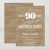 Rustic 90th Birthday Invitation Kaart (Voorkant / Achterkant)