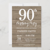 Rustic 90th Birthday Invitation Kaart (Voorkant)