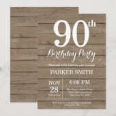 Rustic 90th Birthday Invitation Kaart (Voorkant / Achterkant)