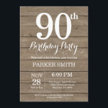 Rustic 90th Birthday Invitation Kaart<br><div class="desc">Uitnodiging 90e verjaardag Rustic. Rustic Wood Background  Retro Birthday. Volwassen verjaardag. Mannen of vrouwen uitgenodigd. 13e 15e 16e 18e 21e 30e 40e 50e 60e 70e 90e 100e,  elke leeftijd. Voor verdere aanpassing,  te klikken gelieve de knoop "van de Aanpassing het"en ons ontwerphulpmiddel te gebruiken om deze sjabloon te wijzigen.</div>