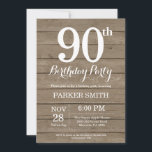 Rustic 90th Birthday Invitation Kaart<br><div class="desc">Uitnodiging 90e verjaardag Rustic. Rustic Wood Background  Retro Birthday. Volwassen verjaardag. Mannen of vrouwen uitgenodigd. 13e 15e 16e 18e 21e 30e 40e 50e 60e 70e 90e 100e,  elke leeftijd. Voor verdere aanpassing,  te klikken gelieve de knoop "van de Aanpassing het"en ons ontwerphulpmiddel te gebruiken om deze sjabloon te wijzigen.</div>