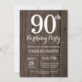 Rustic 90th Birthday Invitation Kaart (Voorkant)