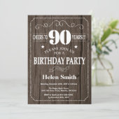 Rustic 90th Birthday Invitation Kaart (Staand voorkant)
