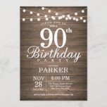 Rustic 90th Birthday Invitation String Lights Wood Kaart<br><div class="desc">Rustic 90th Birthday Invitation met String Lights Wood Background 16e 18e 21e 30e 40e 50e 60e 70e 90e 100e,  elke leeftijd. Voor verdere aanpassing,  te klikken gelieve de knoop "van de Aanpassing het"en ons ontwerphulpmiddel te gebruiken om deze sjabloon te wijzigen.</div>