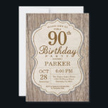 Rustic 90th Birthday Invitation Wood Kaart<br><div class="desc">Rustic 90th Birthday Invitation Wood Background Volwassenenfeest. Man Birthday Bash nodigt uit. 13e 16e 18e 21e 30e 40e 50e 60e 70e 90e 100e,  elke leeftijd. Voor verdere aanpassing,  te klikken gelieve de knoop "van de Aanpassing het"en ons ontwerphulpmiddel te gebruiken om deze sjabloon te wijzigen.</div>