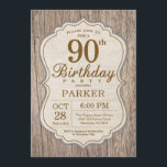 Rustic 90th Birthday Invitation Wood Kaart<br><div class="desc">Rustic 90th Birthday Invitation Wood Background Volwassenenfeest. Man Birthday Bash nodigt uit. 13e 16e 18e 21e 30e 40e 50e 60e 70e 90e 100e,  elke leeftijd. Voor verdere aanpassing,  te klikken gelieve de knoop "van de Aanpassing het"en ons ontwerphulpmiddel te gebruiken om deze sjabloon te wijzigen.</div>