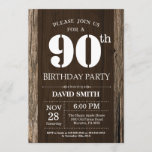 Rustic 90th Birthday Invitation  Wood Kaart<br><div class="desc">Rustic 90th Birthday Invitation with Rustic Wood Background. Retroland. Volwassen verjaardag. Mannelijke Mannen of vrouwen: Birthday. Kinder jongen of meisje Lady Teen Teenage Bday Invite. 13e 15e 16e 18e 21e 30e 40e 50e 60e 70e 80e 90e 100e. Elke leeftijd. Voor verdere aanpassing, te klikken gelieve de knoop "van de Aanpassing...</div>