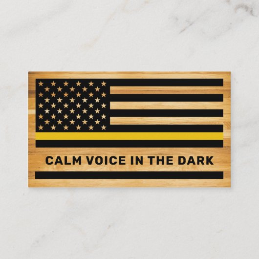 Rustic 911 Dispatcher Thin Gold Line Flag Wood Visitekaartje (Achterkant)