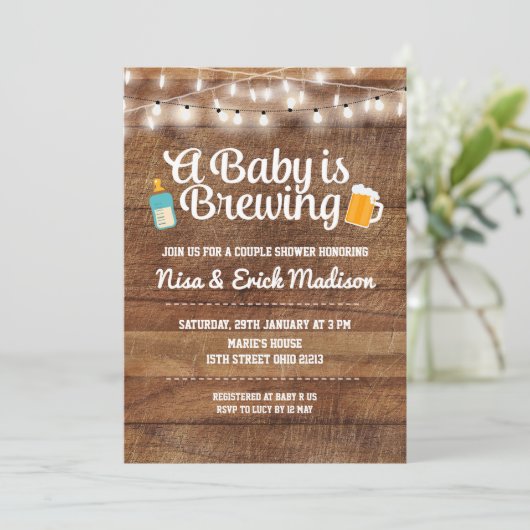 Rustic a baby is een uitnodiging aan het brouwen v (Staand voorkant)