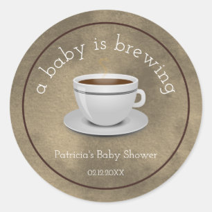 Rustic A Baby is het Baby shower van de Tea Party Ronde Sticker