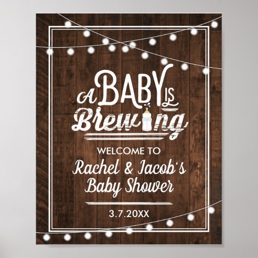 Rustic A Baby is het Welkome Teken van het Baby sh Poster (Voorkant)