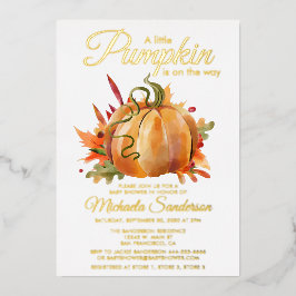Rustic A Little Pumpkin Herfst Baby shower Folie Uitnodiging