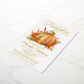 Rustic A Little Pumpkin Herfst Baby shower Folie Uitnodiging (Gedraaid)