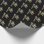 Rustic A monogram groene loof eucalyptus gold Cadeaupapier (Hoek)