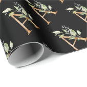 Rustic A monogram groene loof eucalyptus gold Cadeaupapier (Rol Hoek)