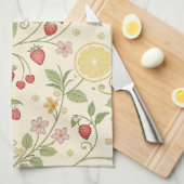 Rustic Aardbei & Citroen Aards Patroon (1) Theedoek (Quarter Fold)