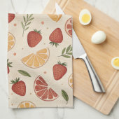 Rustic Aardbei & Citroen Aards Patroon (2) Theedoek (Quarter Fold)
