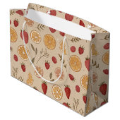 Rustic Aardbei & Citroen Aards Patroon (5) Groot Cadeauzakje (Achterkant Gekanteld)