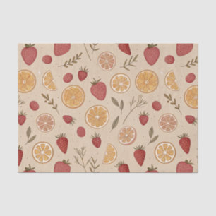Rustic Aardbei & Citroen Aards Patroon (5) Tissuepapier