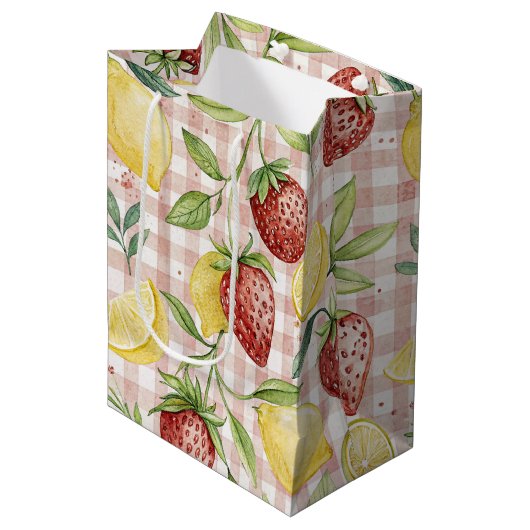 Rustic Aardbei & Citroen Aards Patroon (7) Medium Cadeauzakje (Voorkant Gekanteld)