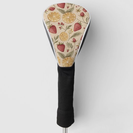 Rustic Aardbei & Citroen Aards Patroon (9) Golfheadcover (Voorkant)