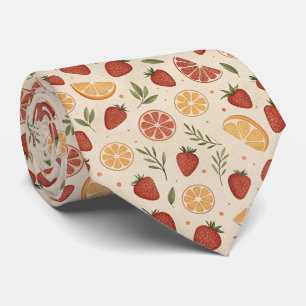 Rustic Aardbei & Citroen Aardse Patroon (2) Stropdas