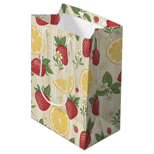 Rustic aardbei- en citrus aardse patroon (4) medium cadeauzakje (Voorkant Gekanteld)