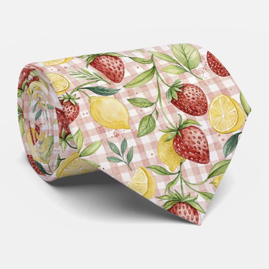 Rustic aardbei- en citrus aardse patroon (7) stropdas (Opgerold)