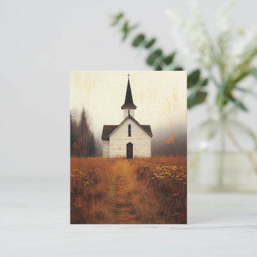 Rustic Abandoned Church Painting Briefkaart (Staand voorkant)
