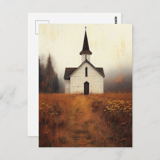 Rustic Abandoned Church Painting Briefkaart (Voorkant / Achterkant)