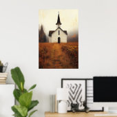 Rustic Abandoned Church Painting Poster (Thuiskantoor)