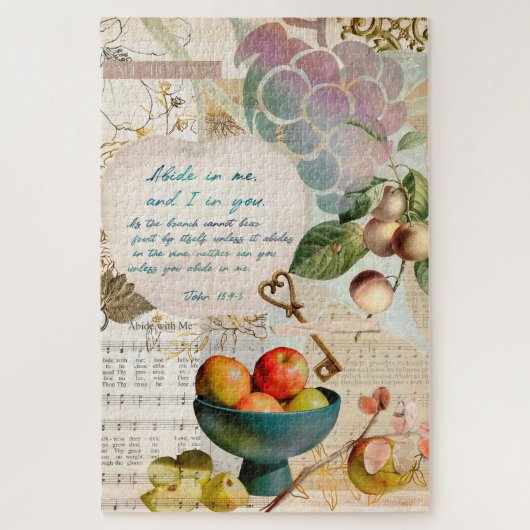 Rustic Abide In Me Vruchtbaar Geloof Poster Legpuzzel (Verticaal)