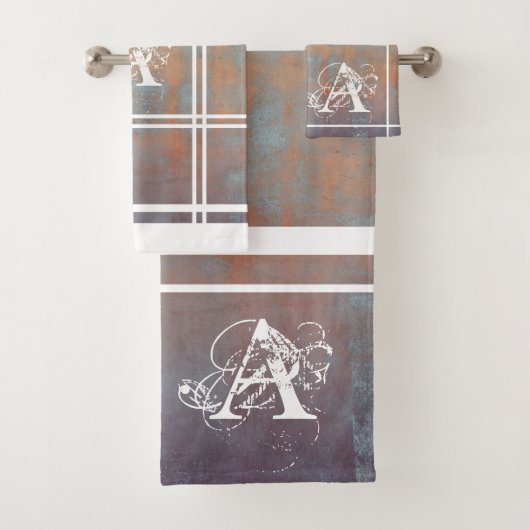 Rustic Abstract Art Nr. 67 Monogram Bad Handdoek (Insitu)