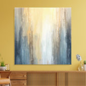 Rustic Abstract Blue Brown Yellow Stripe Canvas Afdruk (Insitu (Woonkamer))