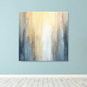 Rustic Abstract Blue Brown Yellow Stripe Canvas Afdruk (Insitu (Houten vloer))